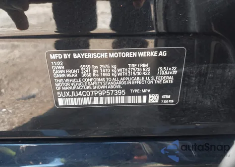 2023 BMW X5 M50I z USA, uszkodzony, nr VIN 5UXJU4C07P9P57395